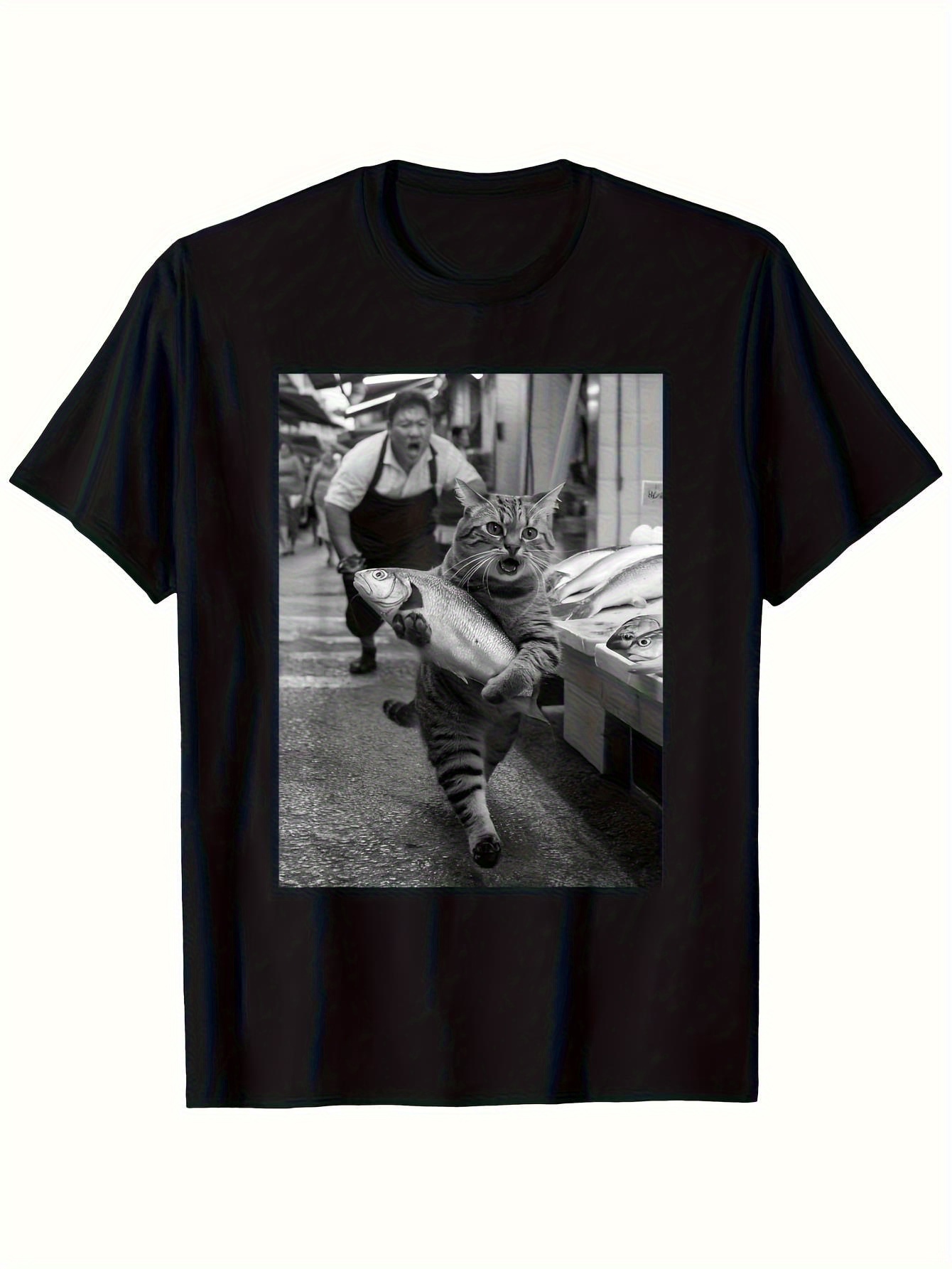 Vintage Fashion Market - T-shirt graphique amusant « Le chat