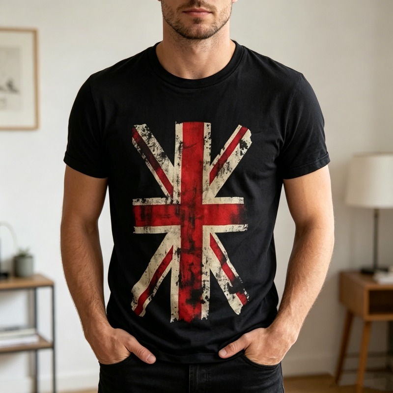 Vintage Fashion Uk - T-shirt graphique Union Jack, imprimé drapeau