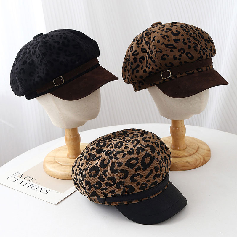 Vintage Fashion Hats - Béret rétro à imprimé léopard à