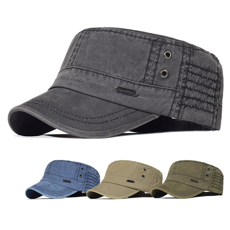 Vintage Fashion Hats - Chapeau plat unisexe en coton lavé