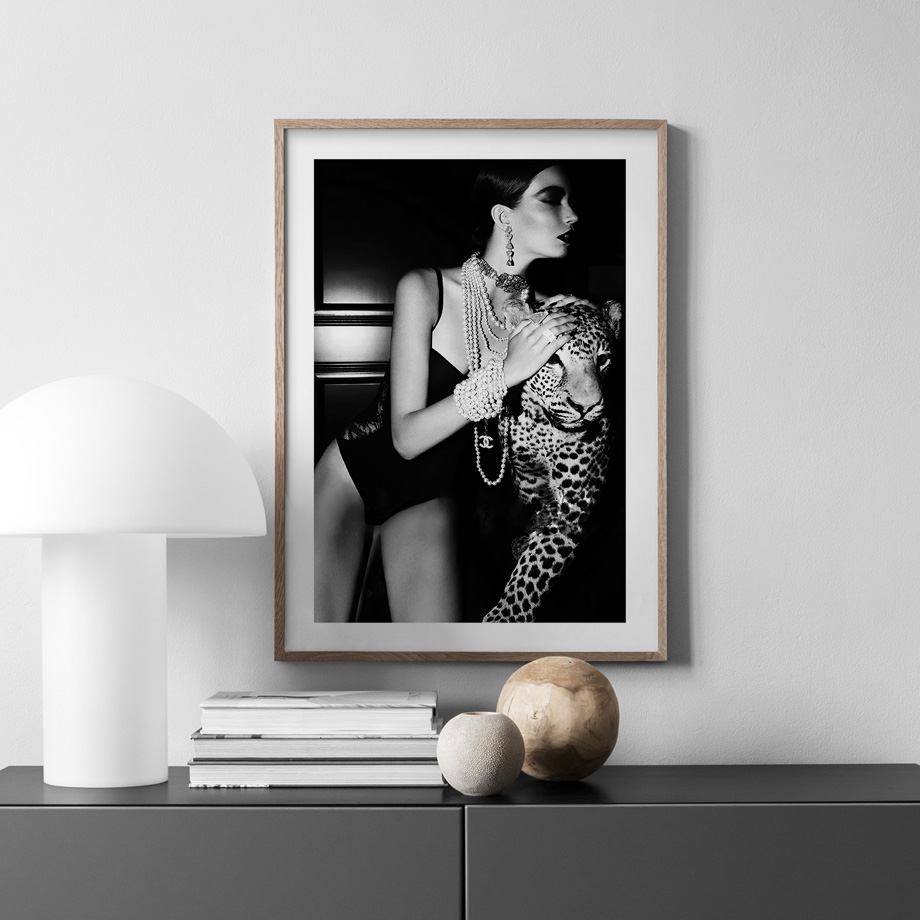 Vintage Fashion Photography - Affiche léopard Sexy pour femme, peinture