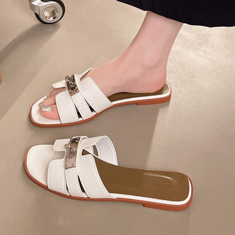 Vintage Fashion Aesthetic - Sandales carrées à bout ouvert pour