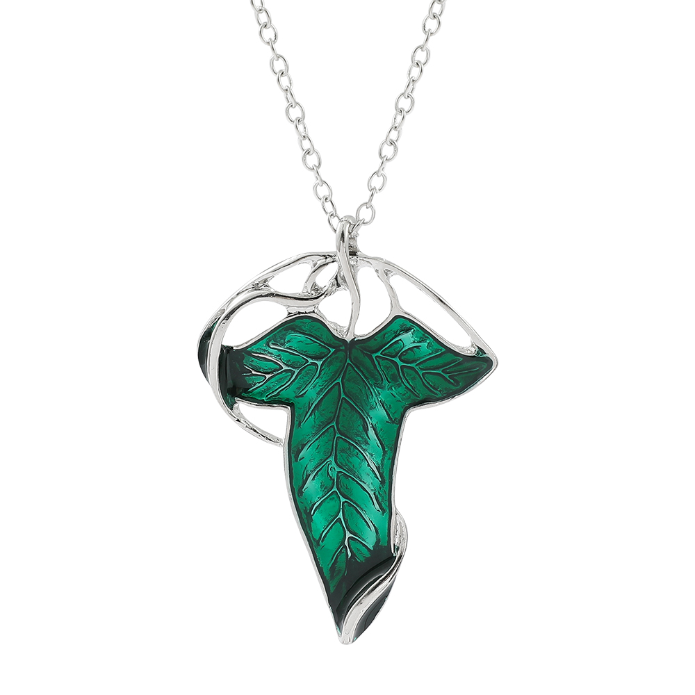 Vintage Fashion Aesthetic - Collier pendentif feuille verte vintage, bijou