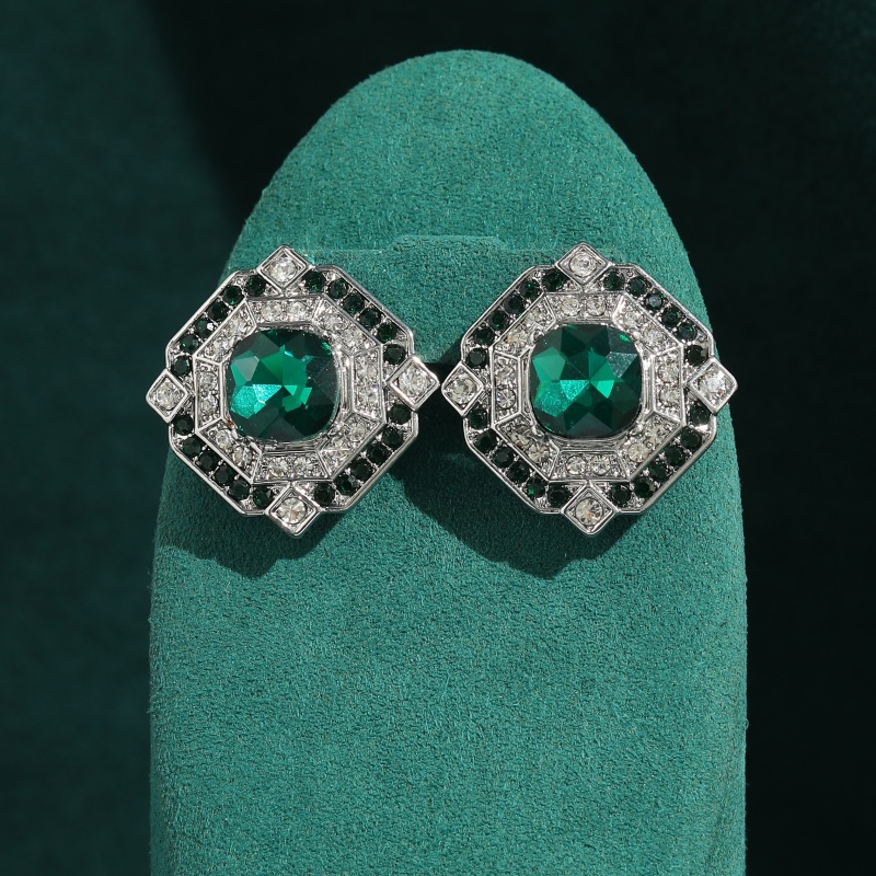 Vintage Fashion Jewelry Brands - Boucles d'oreilles carrées vintage en cristal