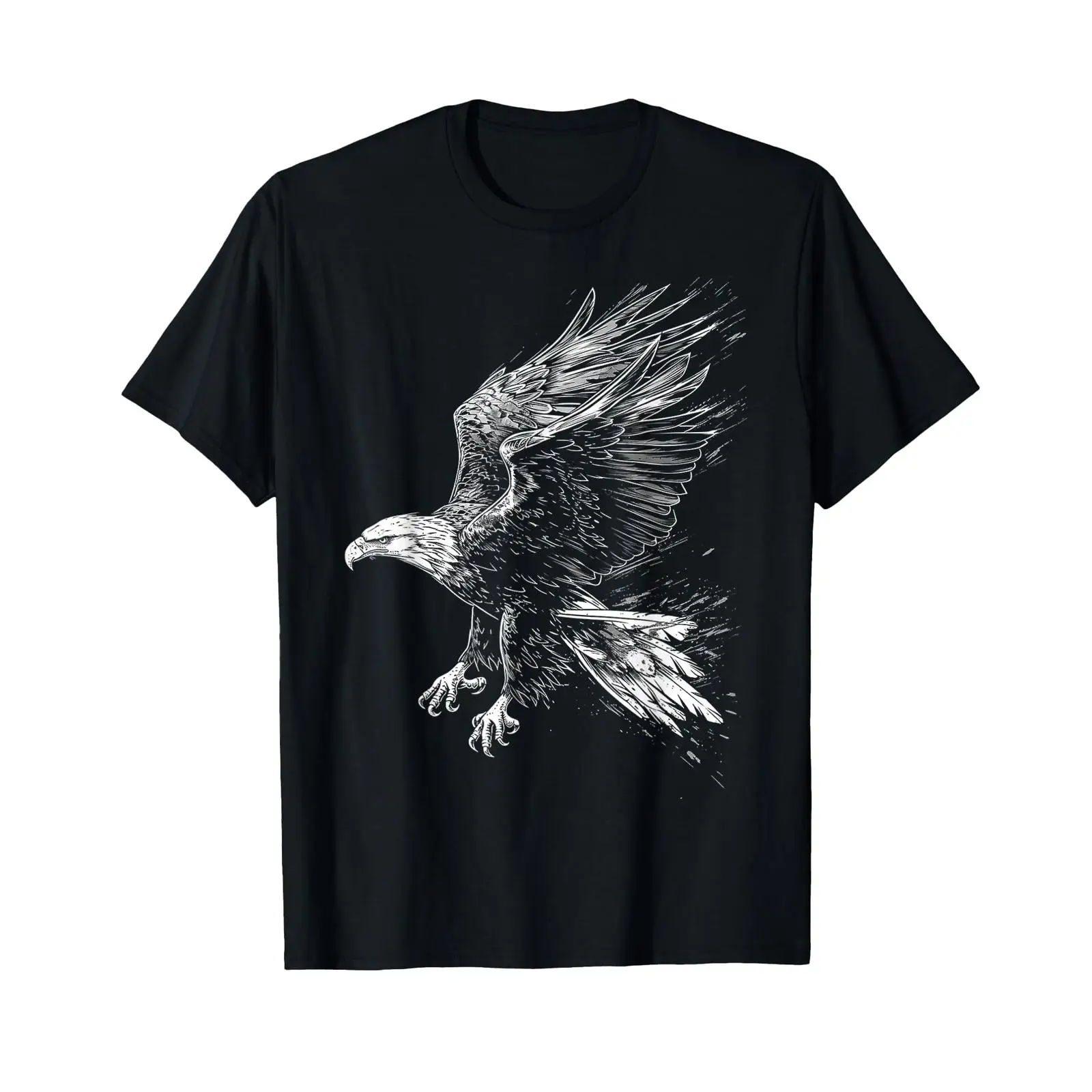 Vintage Fashion Drawings - T-shirt noir vintage délavé avec motif