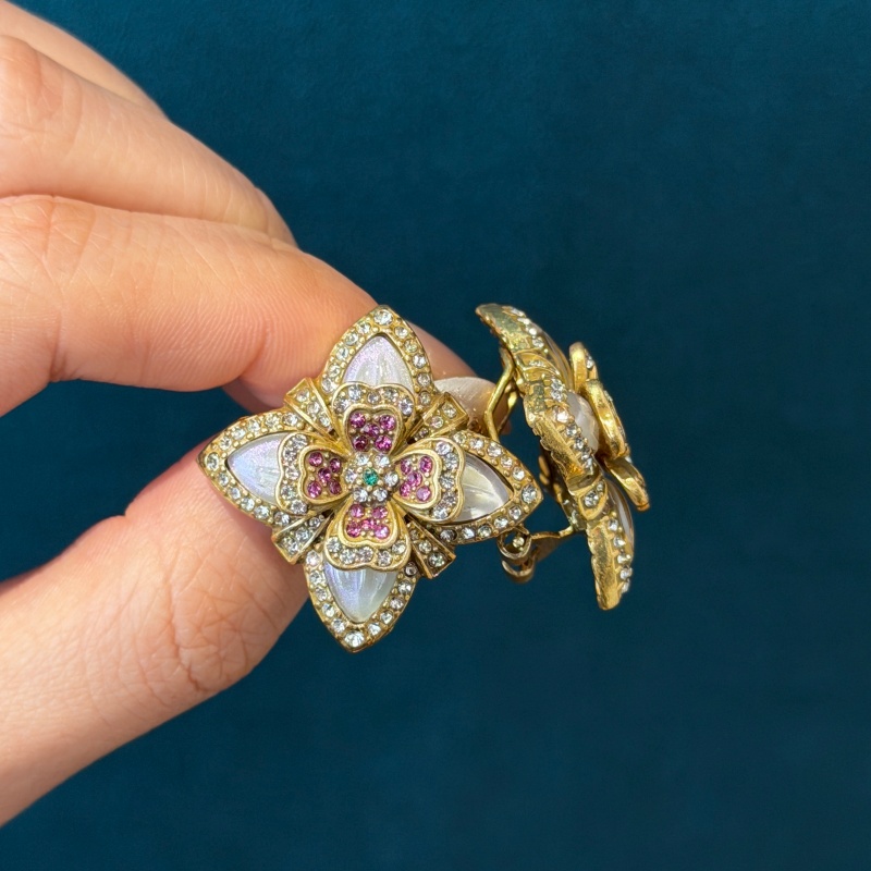 Vintage Fashion Jewelry Brands - Boucles d'oreilles Vintage en strass colorés,