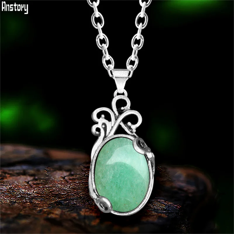 Vintage Fashion Looks - Collier pendentif en pierre naturelle, aspect