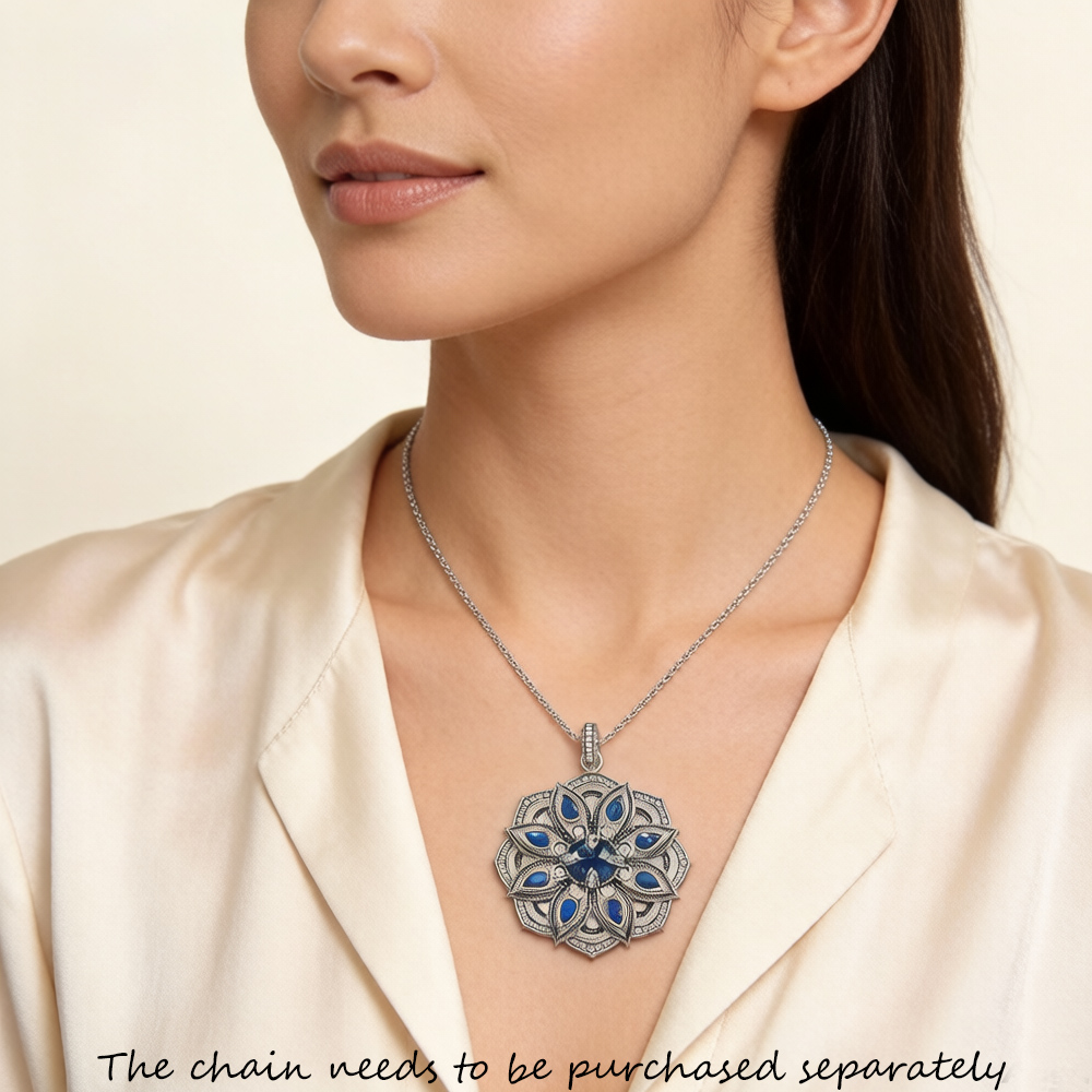 Pendentif fleur de Lotus bleue - Vintage Fashion Jewelry Brands avis et prix