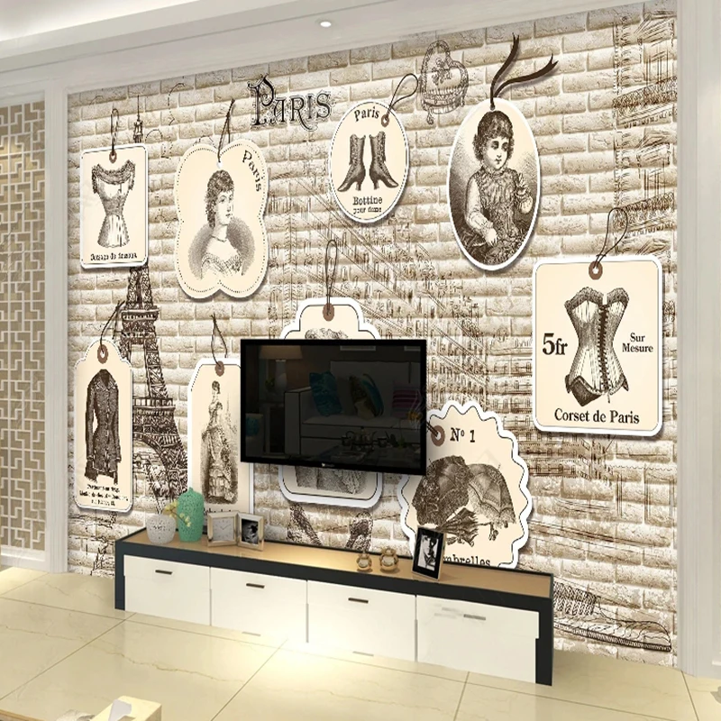 Papier peint photo 3D mural st - Vintage Fashion Tags avis et prix