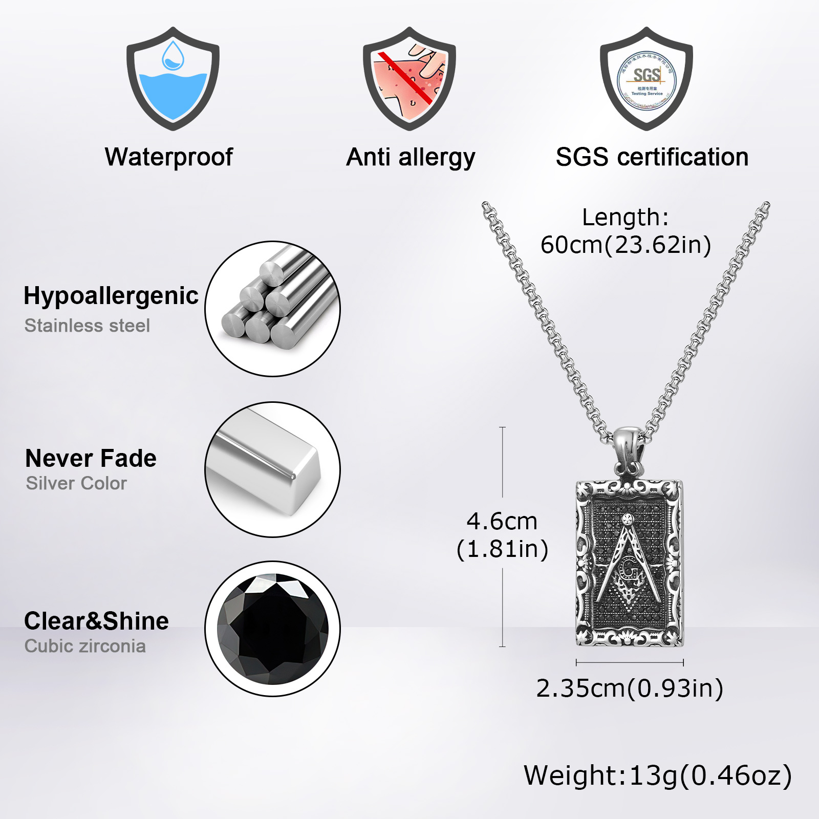 Collier pendentif carré franc- - Vintage Fashion Tags avis et prix